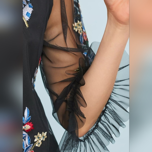 Anthropologie Daria Embroidered Black and Floral Top by Ranna Gill - Picture 3 of 9